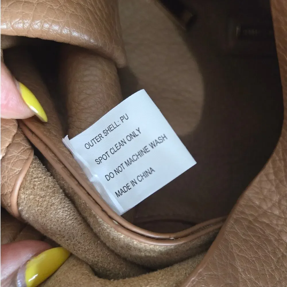 Shiraleah Arden Tote Tan Vegan Leather Suede Bag Slouchy Hobo Shoulder Carryall